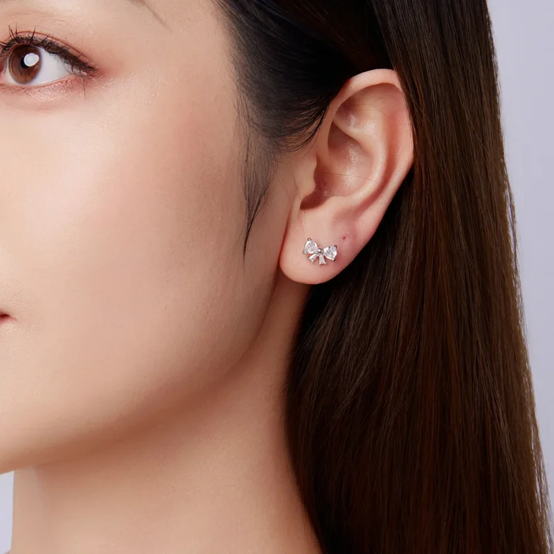 (zdjęcie do) Pandora Style S925 Srebro Bowknot Cyrkonia Kolczyki z Platynowym Powłoką - BSE11 - Wyświetl 10