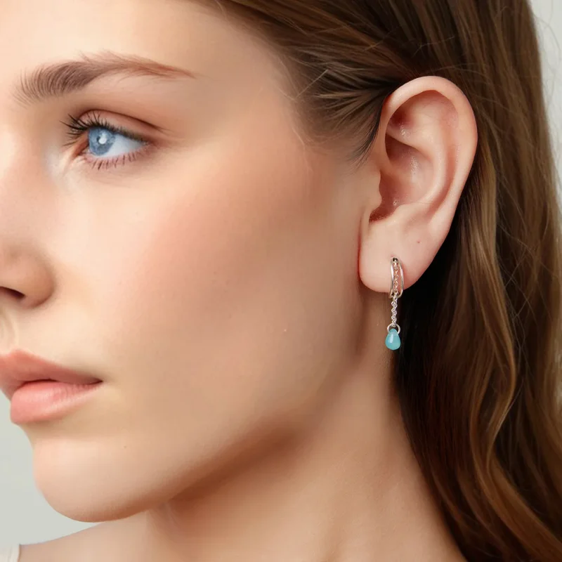 (zdjęcie do) Pandora Style S925 Srebro Próby 925 Podwójna Warstwa Kolczyki Obrotowe z Kształt - Wyświetl 7