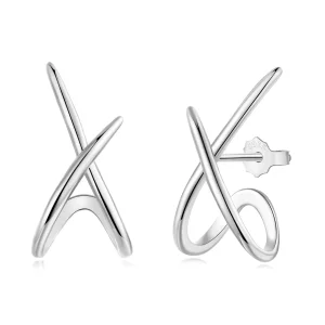 (zdjęcie do) Pandora Style S925 Srebro Próby 925 Minimalistyczne Kolczyki Słupki z Oksydowanym Wykończeniem w Linii X - BSE1200