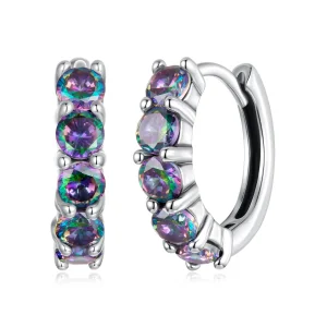 (zdjęcie do) Pandora Style 925 Srebro Próby 925 Kolorowe Cyrkonia Kolczyki Huggie z Oksydowanym Wykończeniem - BSE1206