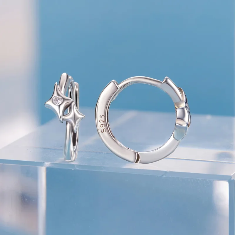 (zdjęcie do) Pandora Style 925 Srebro Stylowe Kolczyki Huggie z Cyrkoniami i Oksydowanym Wyko - Wyświetl 2