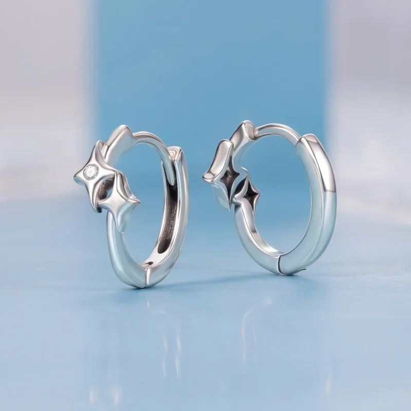 (zdjęcie do) Pandora Style 925 Srebro Stylowe Kolczyki Huggie z Cyrkoniami i Oksydowanym Wyko - Wyświetl 3