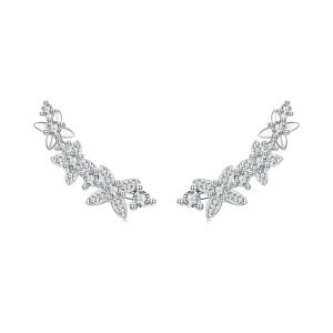 (zdjęcie do) Pandora Style 925 Srebrne Kolczyki Wkrętki z Błyszczącą Koniczyną, Cyrkoniami i Platerowane Platyną - BSE1211