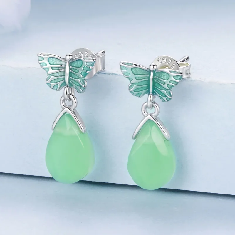 (zdjęcie do) Pandora Style 925 Srebro Próby 925 Platerowane Platyną Kolczyki Zwis Motyl z Żyw - Wyświetl 2