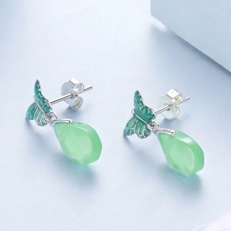 (zdjęcie do) Pandora Style 925 Srebro Próby 925 Platerowane Platyną Kolczyki Zwis Motyl z Żyw - Wyświetl 3