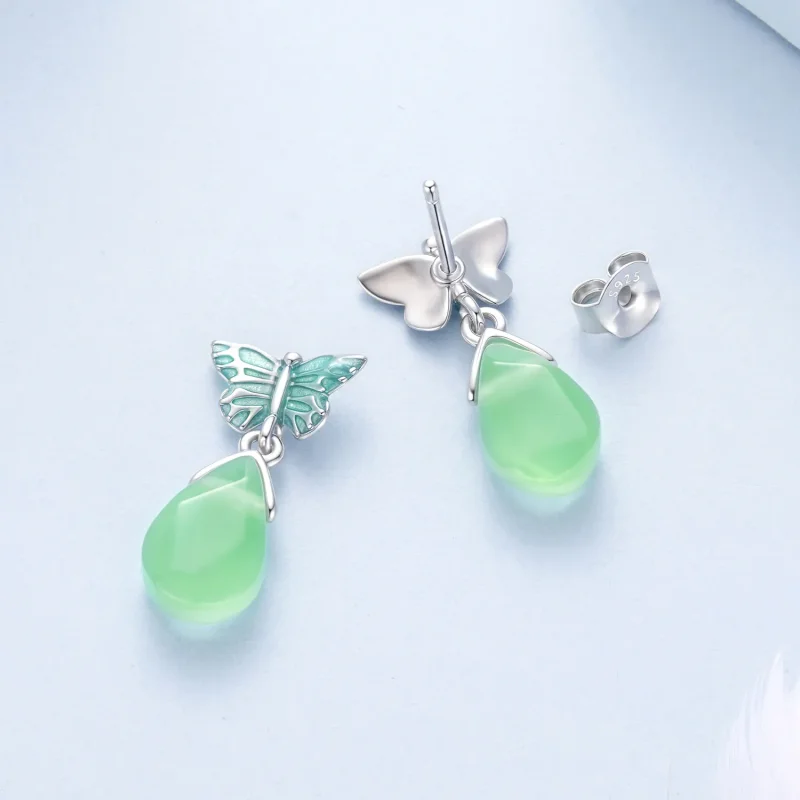 (zdjęcie do) Pandora Style 925 Srebro Próby 925 Platerowane Platyną Kolczyki Zwis Motyl z Żyw - Wyświetl 4