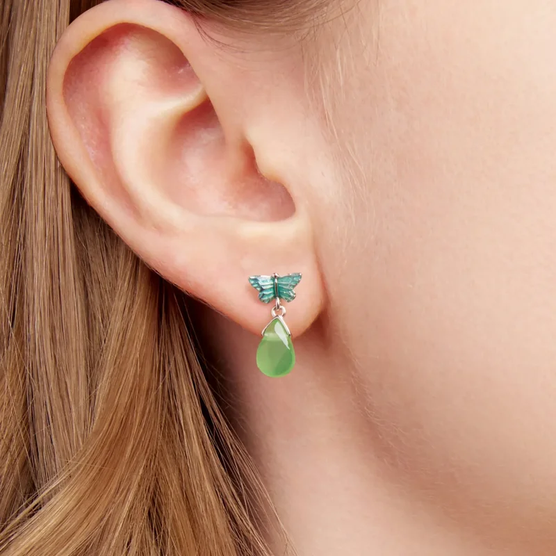 (zdjęcie do) Pandora Style 925 Srebro Próby 925 Platerowane Platyną Kolczyki Zwis Motyl z Żyw - Wyświetl 6