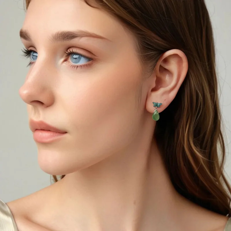 (zdjęcie do) Pandora Style 925 Srebro Próby 925 Platerowane Platyną Kolczyki Zwis Motyl z Żyw - Wyświetl 7
