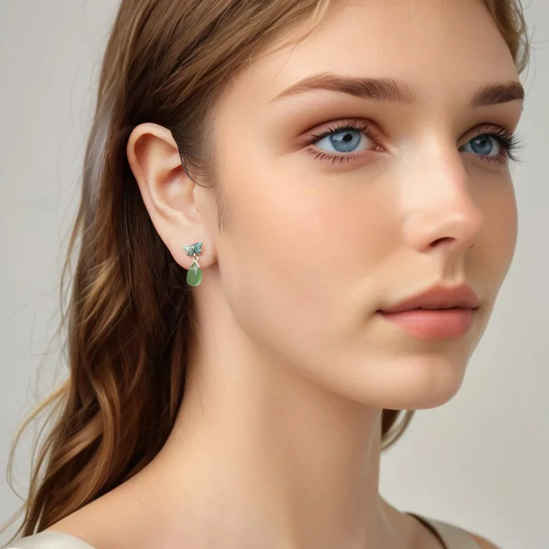 (zdjęcie do) Pandora Style 925 Srebro Próby 925 Platerowane Platyną Kolczyki Zwis Motyl z Żyw - Wyświetl 8
