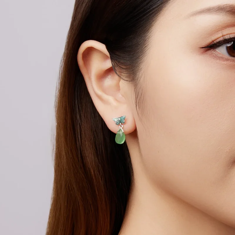 (zdjęcie do) Pandora Style 925 Srebro Próby 925 Platerowane Platyną Kolczyki Zwis Motyl z Żyw - Wyświetl 9