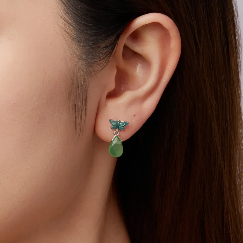 (zdjęcie do) Pandora Style 925 Srebro Próby 925 Platerowane Platyną Kolczyki Zwis Motyl z Żyw - Wyświetl 10