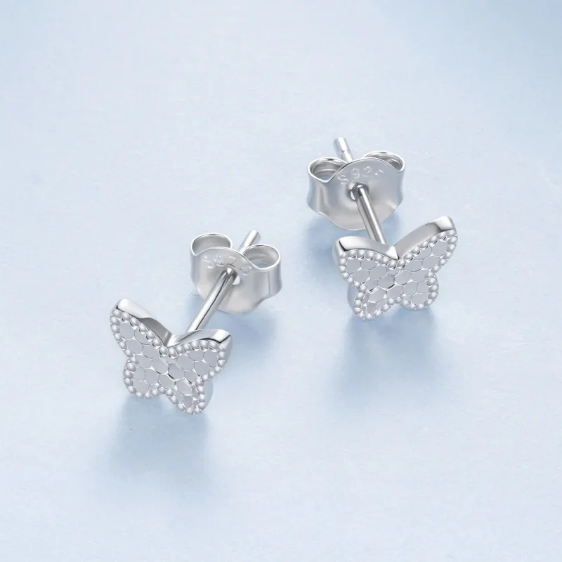 (zdjęcie do) Pandora Style 925 Srebro Próby 925 Platerowane Platyną Błyszczące Kolczyki Motyl - Wyświetl 3