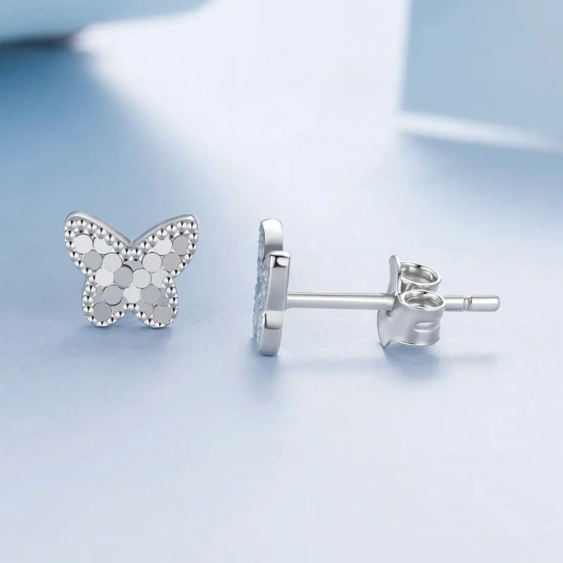 (zdjęcie do) Pandora Style 925 Srebro Próby 925 Platerowane Platyną Błyszczące Kolczyki Motyl - Wyświetl 4