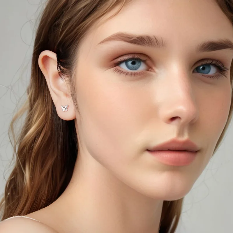 (zdjęcie do) Pandora Style 925 Srebro Próby 925 Platerowane Platyną Błyszczące Kolczyki Motyl - Wyświetl 8