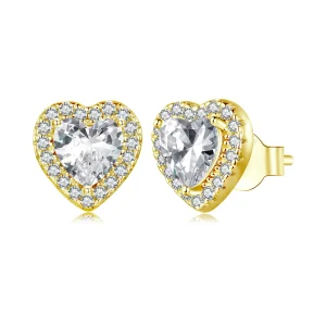 (zdjęcie do) Pandora Style S925 Srebro Heart Cubic Zirconia Kolczyki z Złoceniem - BSE894-B