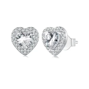 Pandora Style S925 Srebro Heart Cubic Zirconia Kolczyki z Platynowym Powłoką - BSE894 (zdjęcie do) Pandora Style S925 Srebro Heart Cubic Zirconia Kolczyki z Platynowym Powłoką - BSE894