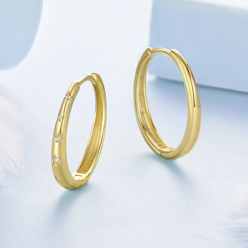 (zdjęcie do) Pandora Style S925 Srebro Starry Cyrkonie Kuliste Kolczyki z Pozłoceniem - BSE95 - Wyświetl 3