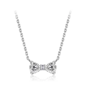 (zdjęcie do) Pandora Style 925 Srebrna Naszyjnik z Kokardą z Cyrkoniami i Platerowany Platyną - BSN434