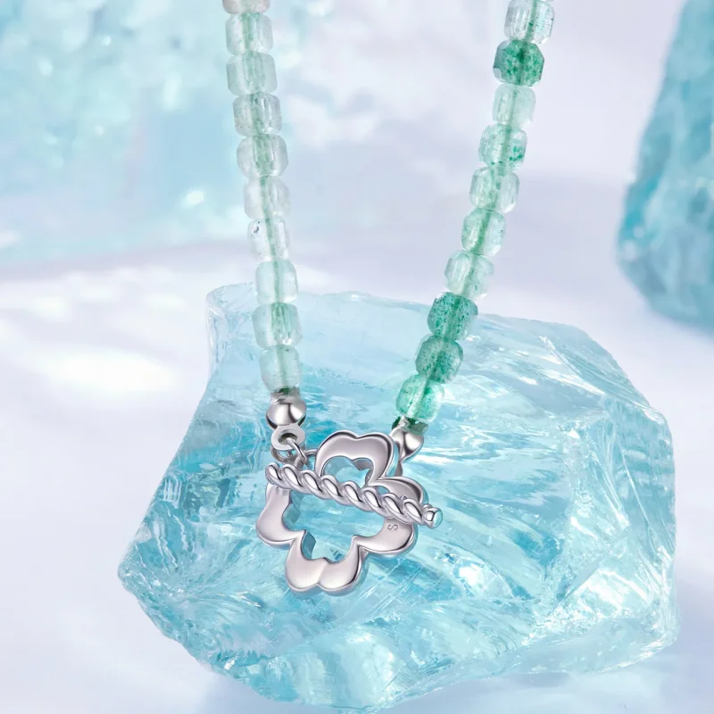 (zdjęcie do) Pandora Style Green Strawberry Crystal Necklace - 925 Srebro Próba Platerowane B - Wyświetl 2