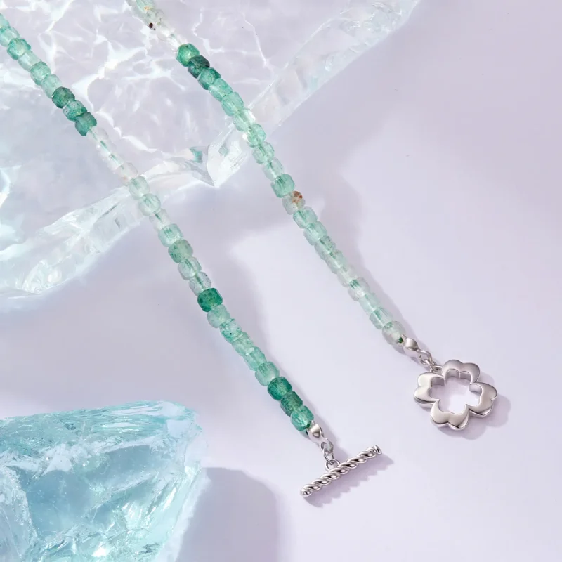 (zdjęcie do) Pandora Style Green Strawberry Crystal Necklace - 925 Srebro Próba Platerowane B - Wyświetl 3