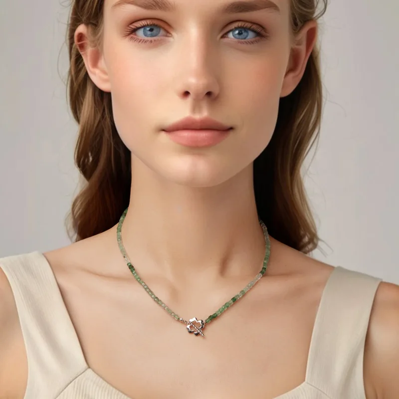 (zdjęcie do) Pandora Style Green Strawberry Crystal Necklace - 925 Srebro Próba Platerowane B - Wyświetl 4