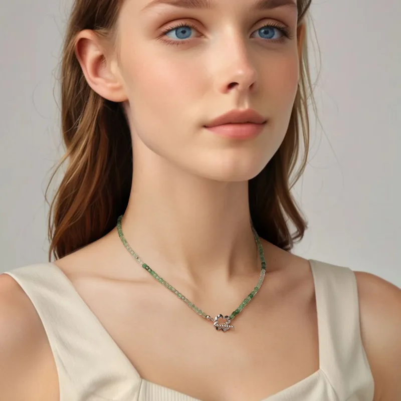 (zdjęcie do) Pandora Style Green Strawberry Crystal Necklace - 925 Srebro Próba Platerowane B - Wyświetl 5