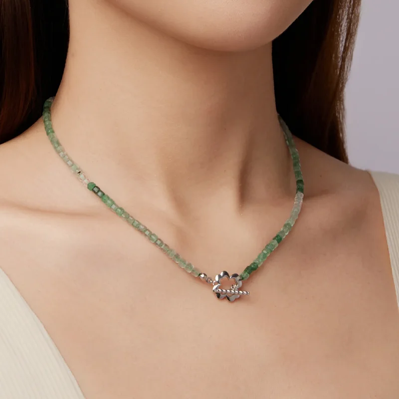 (zdjęcie do) Pandora Style Green Strawberry Crystal Necklace - 925 Srebro Próba Platerowane B - Wyświetl 6