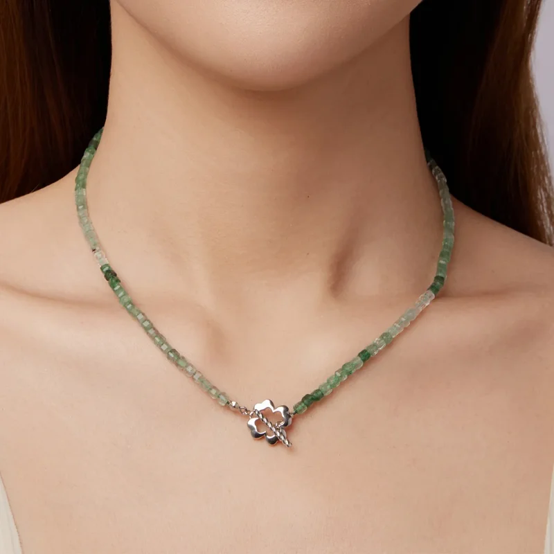 (zdjęcie do) Pandora Style Green Strawberry Crystal Necklace - 925 Srebro Próba Platerowane B - Wyświetl 7