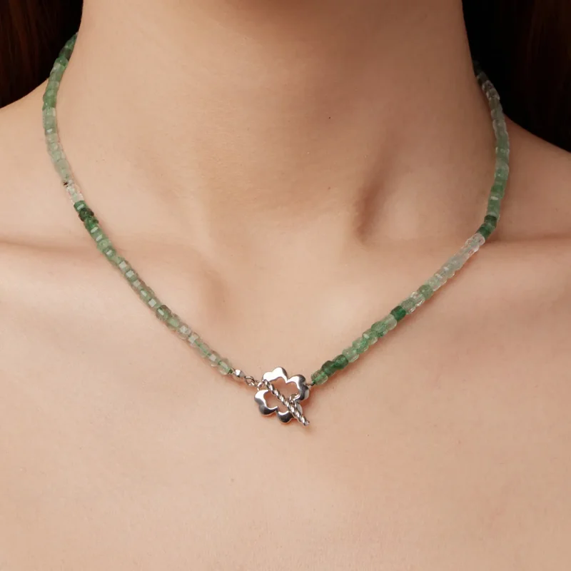 (zdjęcie do) Pandora Style Green Strawberry Crystal Necklace - 925 Srebro Próba Platerowane B - Wyświetl 8