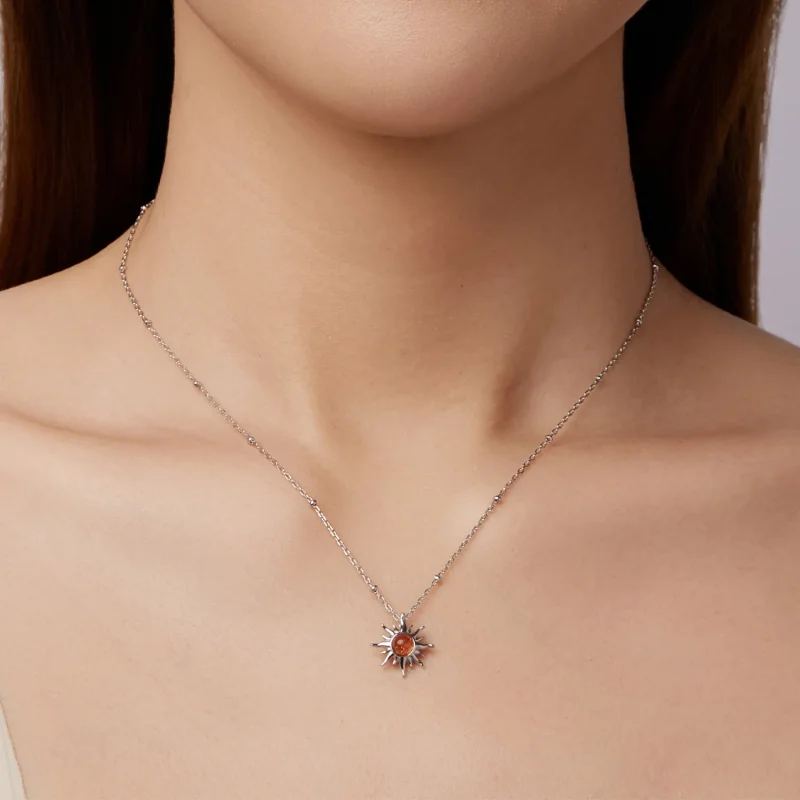(zdjęcie do) Pandora Style Naszyjnik Słoneczny - 925 Srebro Próby Naturalny Kamień Słoneczny - Wyświetl 6
