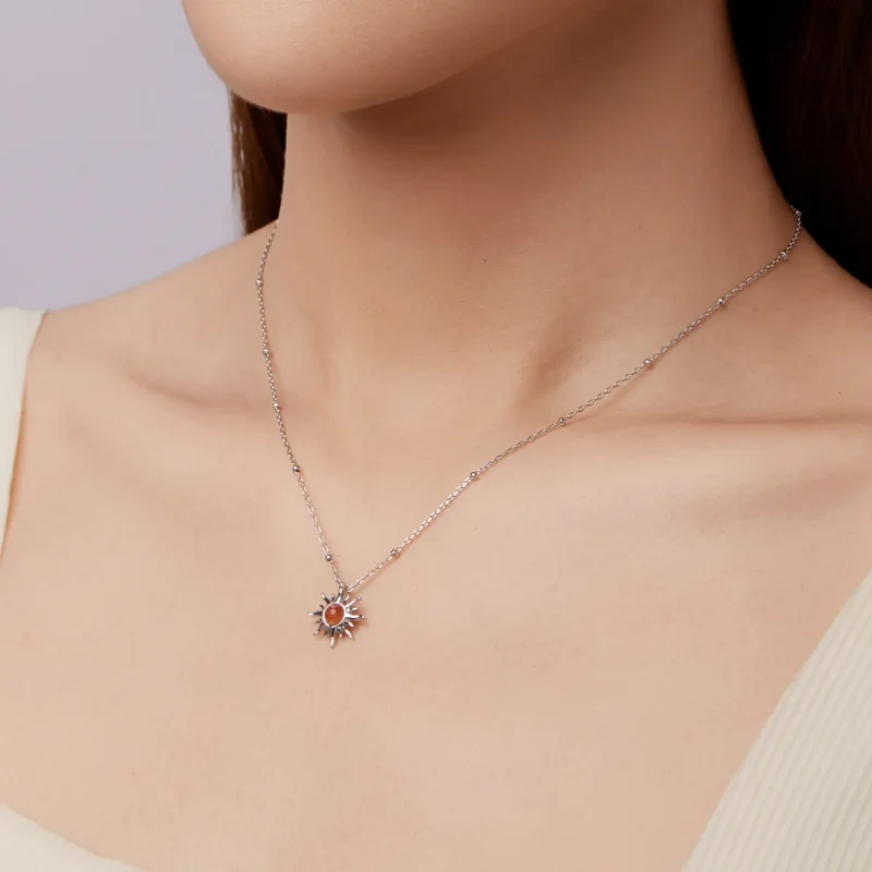(zdjęcie do) Pandora Style Naszyjnik Słoneczny - 925 Srebro Próby Naturalny Kamień Słoneczny - Wyświetl 7