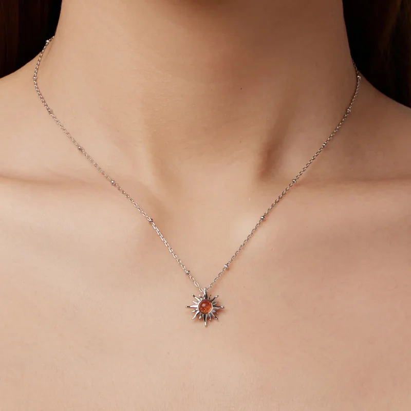 (zdjęcie do) Pandora Style Naszyjnik Słoneczny - 925 Srebro Próby Naturalny Kamień Słoneczny - Wyświetl 8