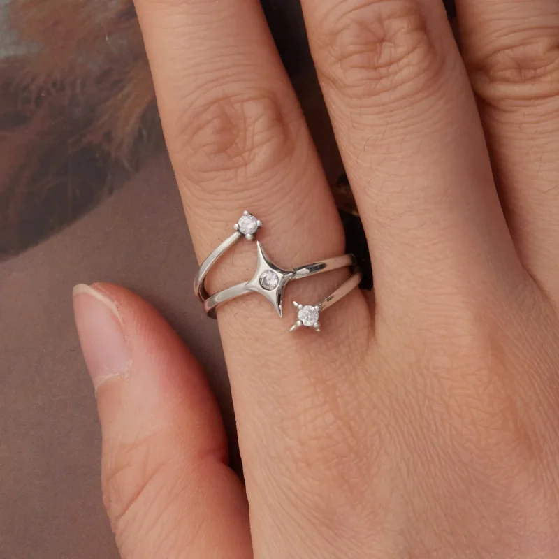 (zdjęcie do) Pandora Style 925 Srebrna pierścionek otwarty gwiazda z cyrkoniami i oksydowanym - Wyświetl 4