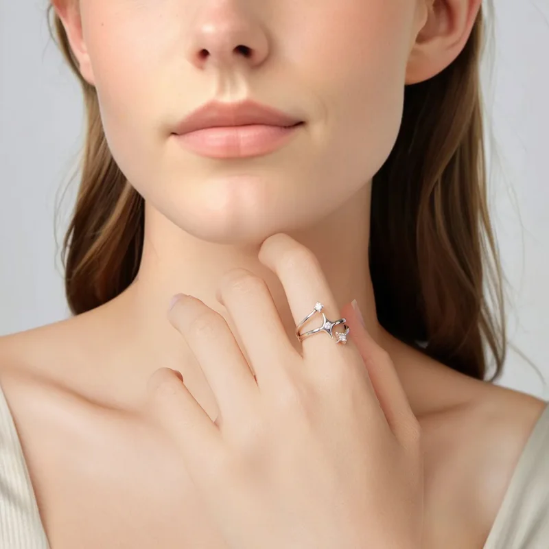 (zdjęcie do) Pandora Style 925 Srebrna pierścionek otwarty gwiazda z cyrkoniami i oksydowanym - Wyświetl 6