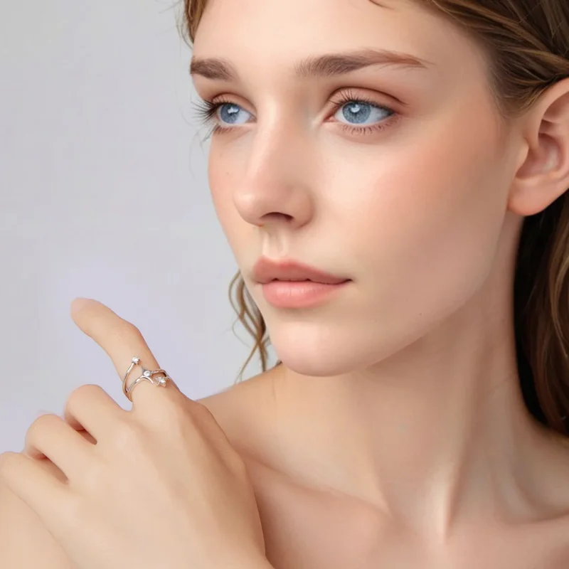 (zdjęcie do) Pandora Style 925 Srebrna pierścionek otwarty gwiazda z cyrkoniami i oksydowanym - Wyświetl 7
