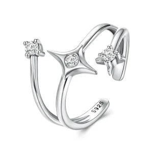 (zdjęcie do) Pandora Style 925 Srebrna pierścionek otwarty gwiazda z cyrkoniami i oksydowanym wykończeniem - BSR675-E