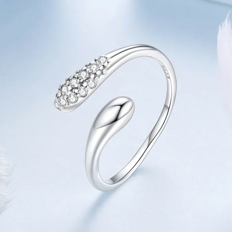 (zdjęcie do) Pandora Style 925 Srebrna Pierścionek Otwarty w Kształcie Łzy z Cyrkoniami - Utl - Wyświetl 2