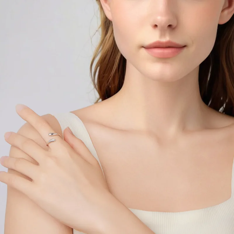(zdjęcie do) Pandora Style 925 Srebrna Pierścionek Otwarty w Kształcie Łzy z Cyrkoniami - Utl - Wyświetl 6