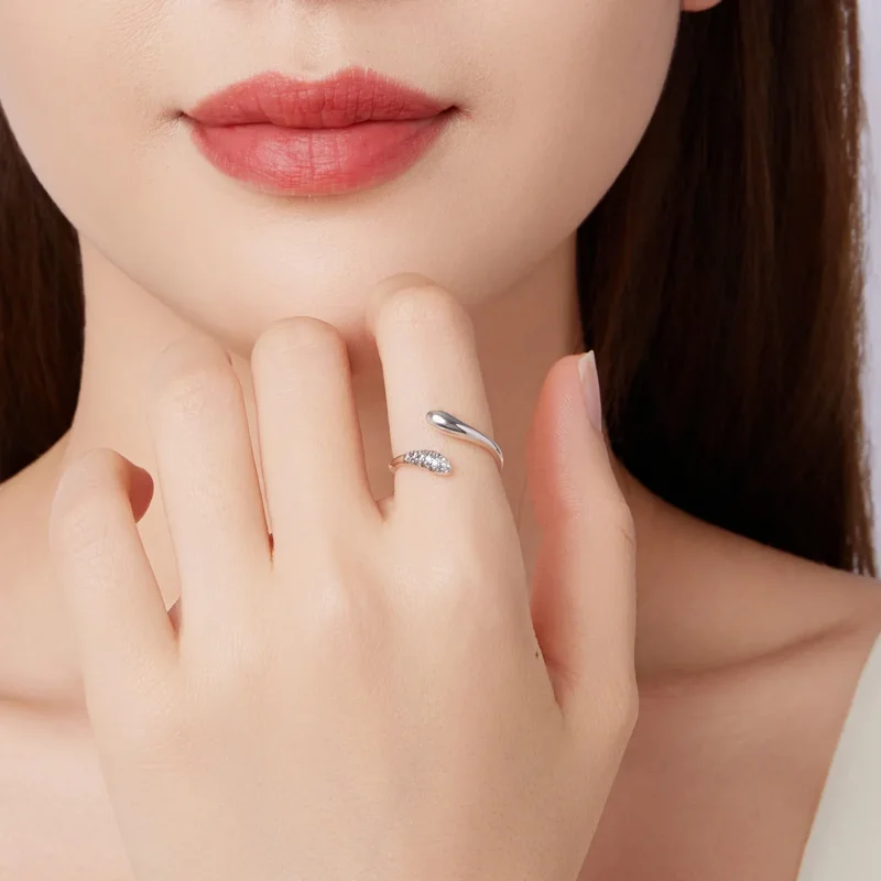(zdjęcie do) Pandora Style 925 Srebrna Pierścionek Otwarty w Kształcie Łzy z Cyrkoniami - Utl - Wyświetl 8