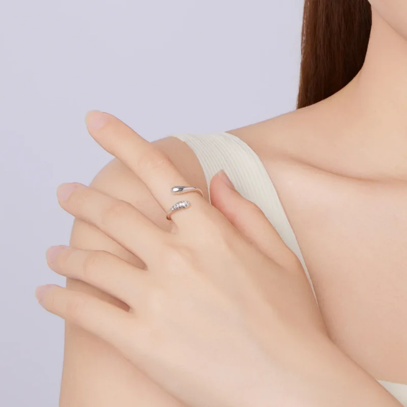 (zdjęcie do) Pandora Style 925 Srebrna Pierścionek Otwarty w Kształcie Łzy z Cyrkoniami - Utl - Wyświetl 9