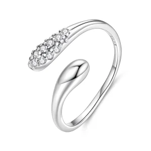 (zdjęcie do) Pandora Style 925 Srebrna Pierścionek Otwarty w Kształcie Łzy z Cyrkoniami - Utleniona Biżuteria dla Kobiet Prezent - BSR680-E