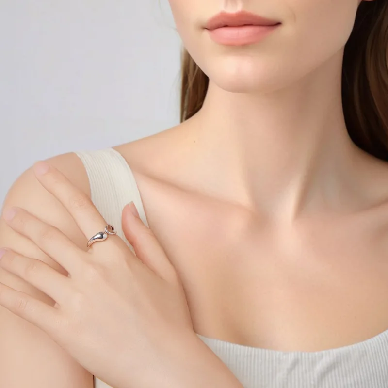 (zdjęcie do) Pandora Style 925 Srebrna Pierścionek Otwarty w Kształcie Łzy - Utleniony - BSR6 - Wyświetl 6
