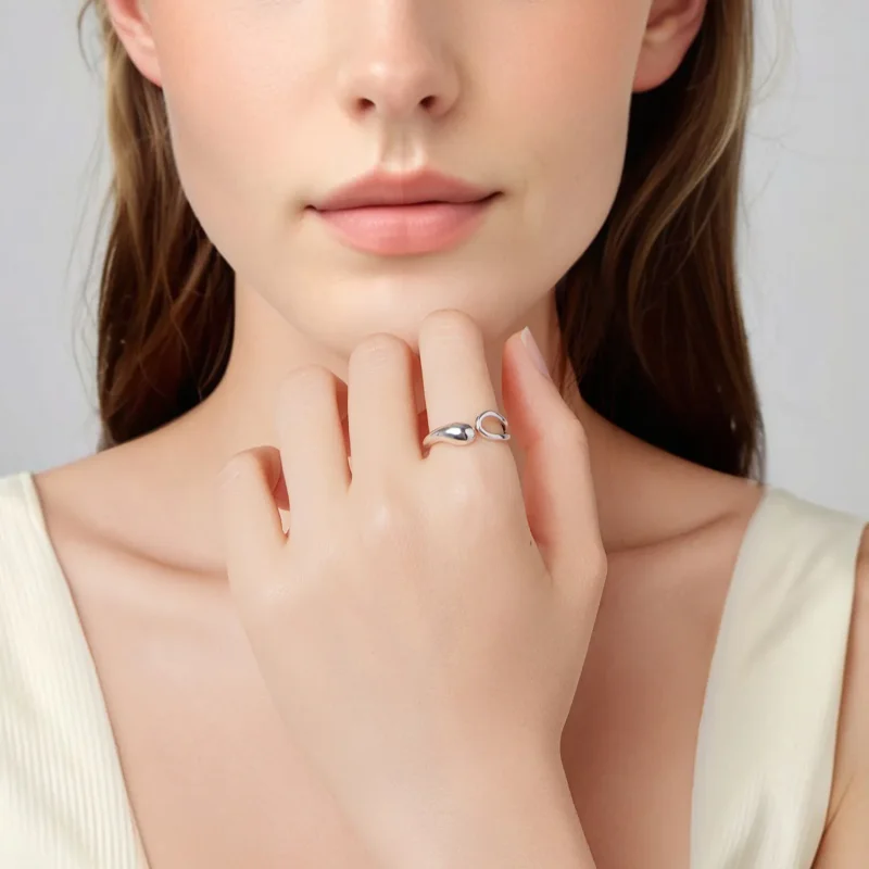 (zdjęcie do) Pandora Style 925 Srebrna Pierścionek Otwarty w Kształcie Łzy - Utleniony - BSR6 - Wyświetl 7