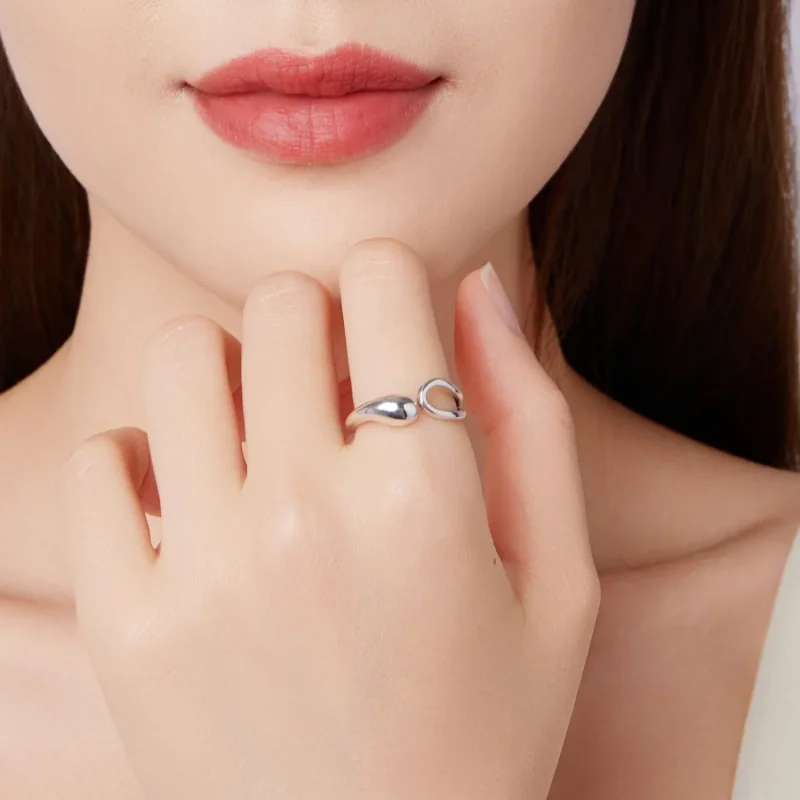 (zdjęcie do) Pandora Style 925 Srebrna Pierścionek Otwarty w Kształcie Łzy - Utleniony - BSR6 - Wyświetl 9