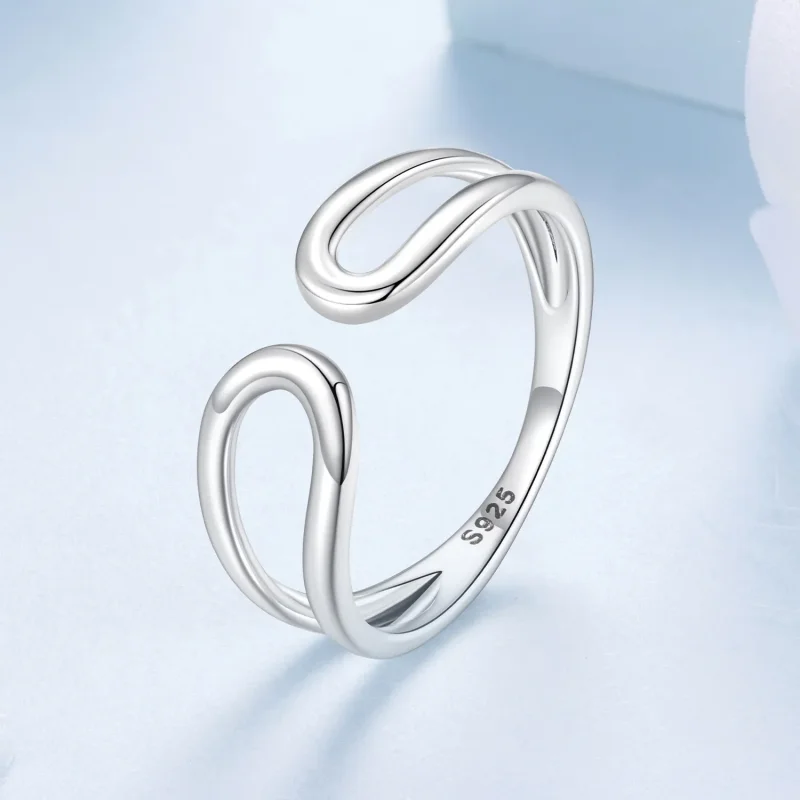 (zdjęcie do) Pandora Style 925 Srebrna Obrączka Podwójna Warstwa Otwarta - Utleniona Eleganck - Wyświetl 2