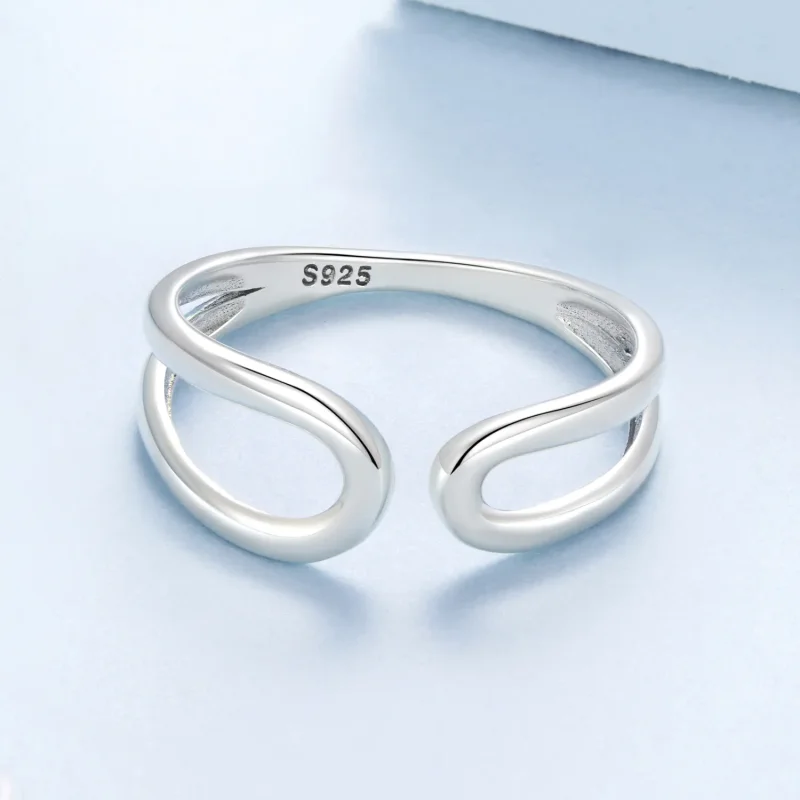 (zdjęcie do) Pandora Style 925 Srebrna Obrączka Podwójna Warstwa Otwarta - Utleniona Eleganck - Wyświetl 3