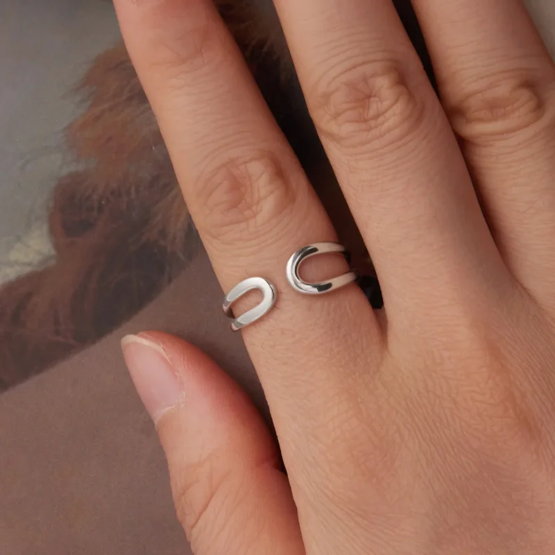 (zdjęcie do) Pandora Style 925 Srebrna Obrączka Podwójna Warstwa Otwarta - Utleniona Eleganck - Wyświetl 4
