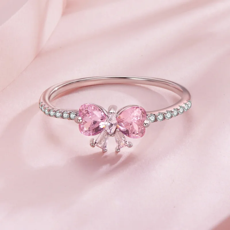 (zdjęcie do) Pandora Style 925 Srebro Próbowane z Różową Kokardą Pierścionek z Cyrkoniami - P - Wyświetl 3