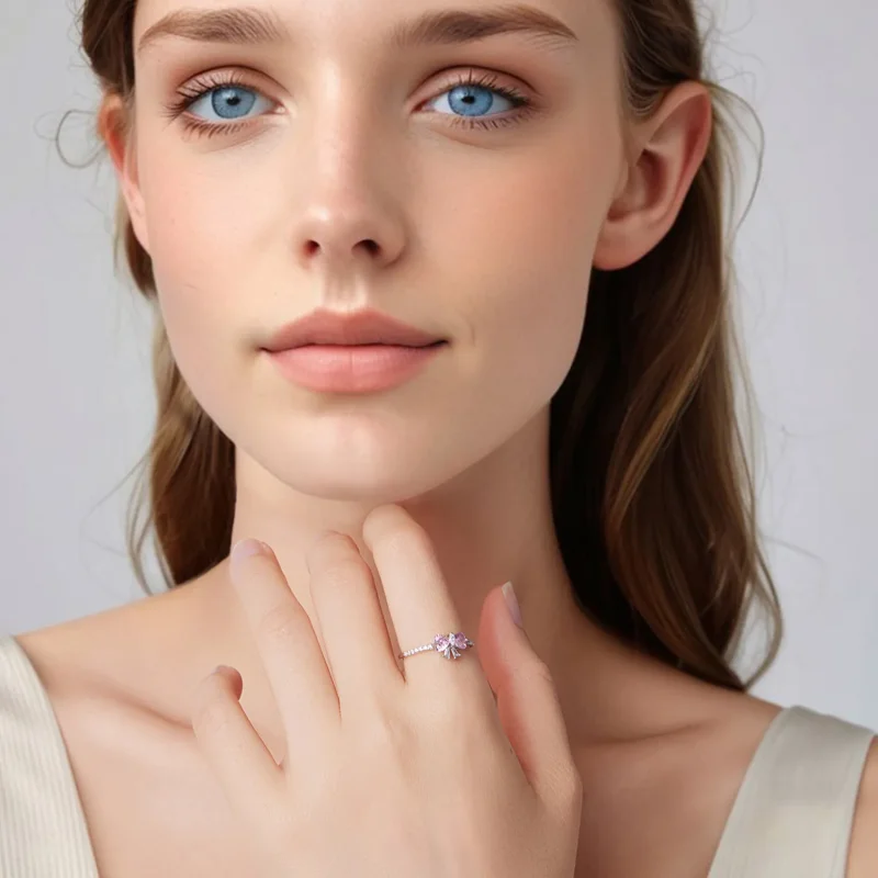 (zdjęcie do) Pandora Style 925 Srebro Próbowane z Różową Kokardą Pierścionek z Cyrkoniami - P - Wyświetl 6