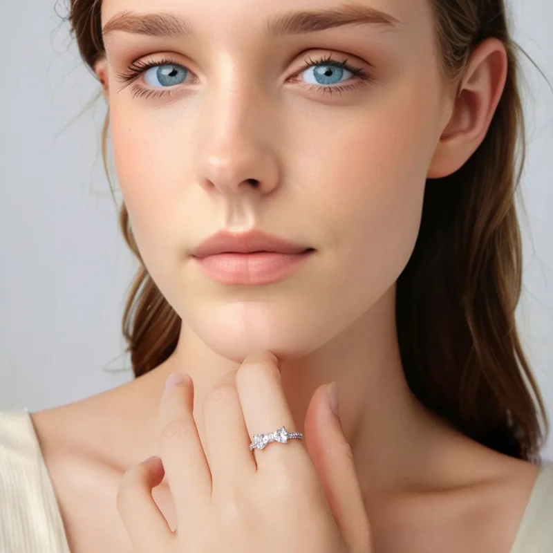 (zdjęcie do) Pandora Style 925 Srebrna Pierścionek z Kokardą i Cyrkoniami - Platynowany - BSR - Wyświetl 6